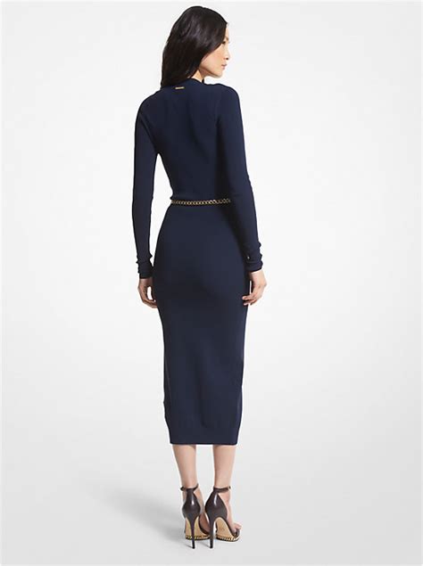 michael kors viscose dress|Stretch Viscose Belted Midi Dress .